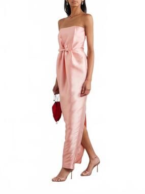 NEW BERNADETTE strapless taffeta gown in warm pink